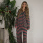 Women's Bamboo Button Up Lounge Set | Holiday Stripe