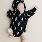Hooded Bubble Romper  |  Black Bolts