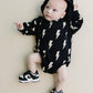 Hooded Bubble Romper  |  Black Bolts