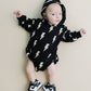 Hooded Bubble Romper  |  Black Bolts