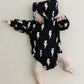 Hooded Bubble Romper  |  Black Bolts