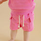 Terry Cargo Shorts Set | Pink