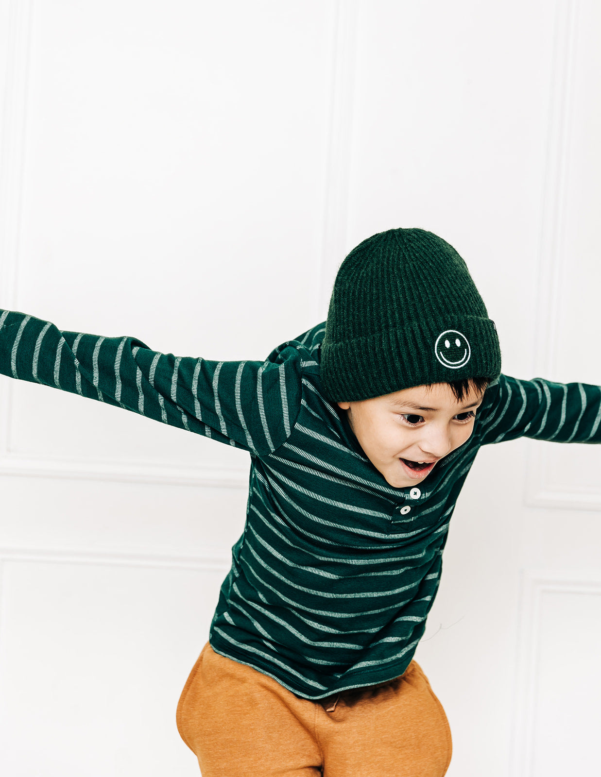 Forest Green Smiley Beanie