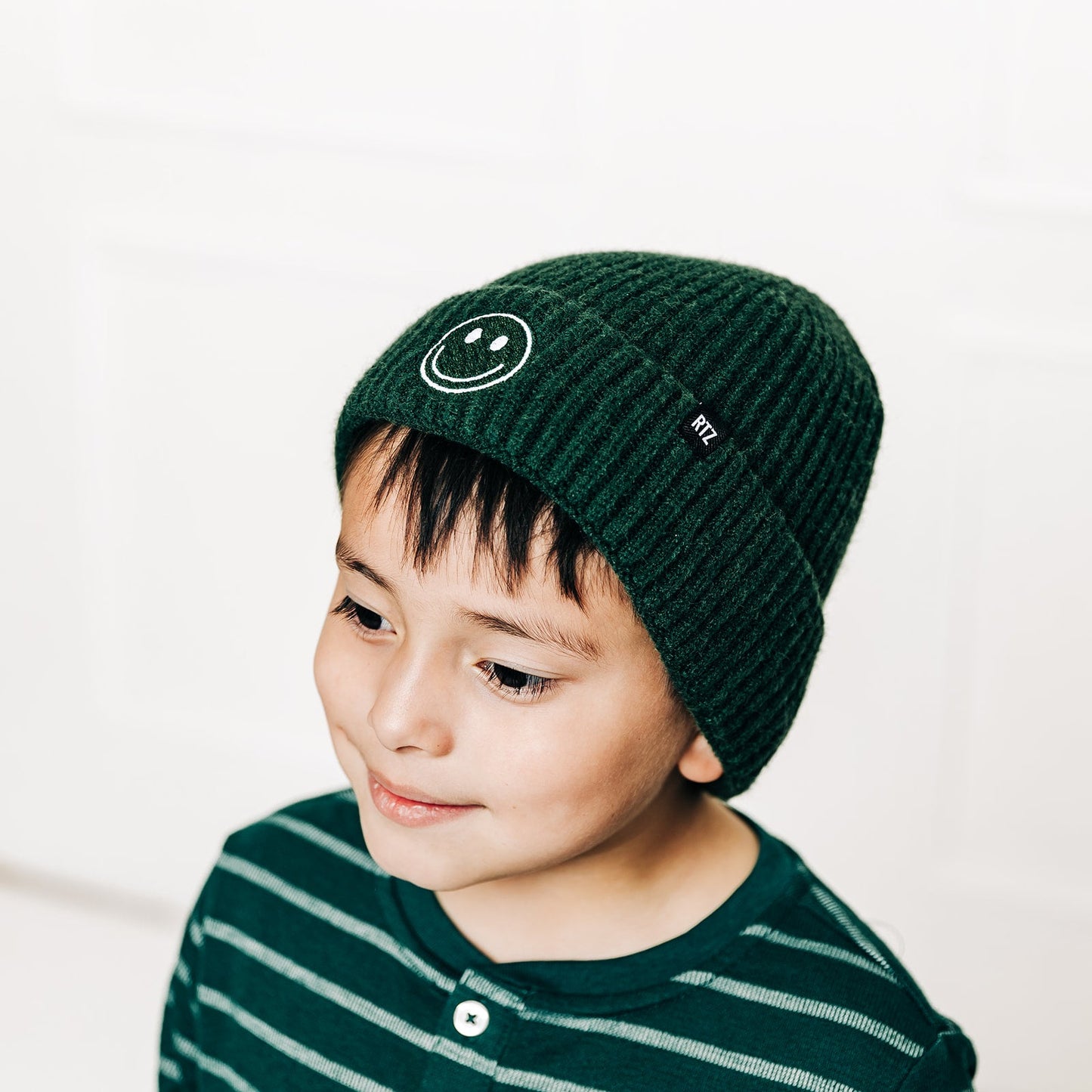 Forest Green Smiley Beanie