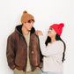Latte Smiley Pom Pom Hat