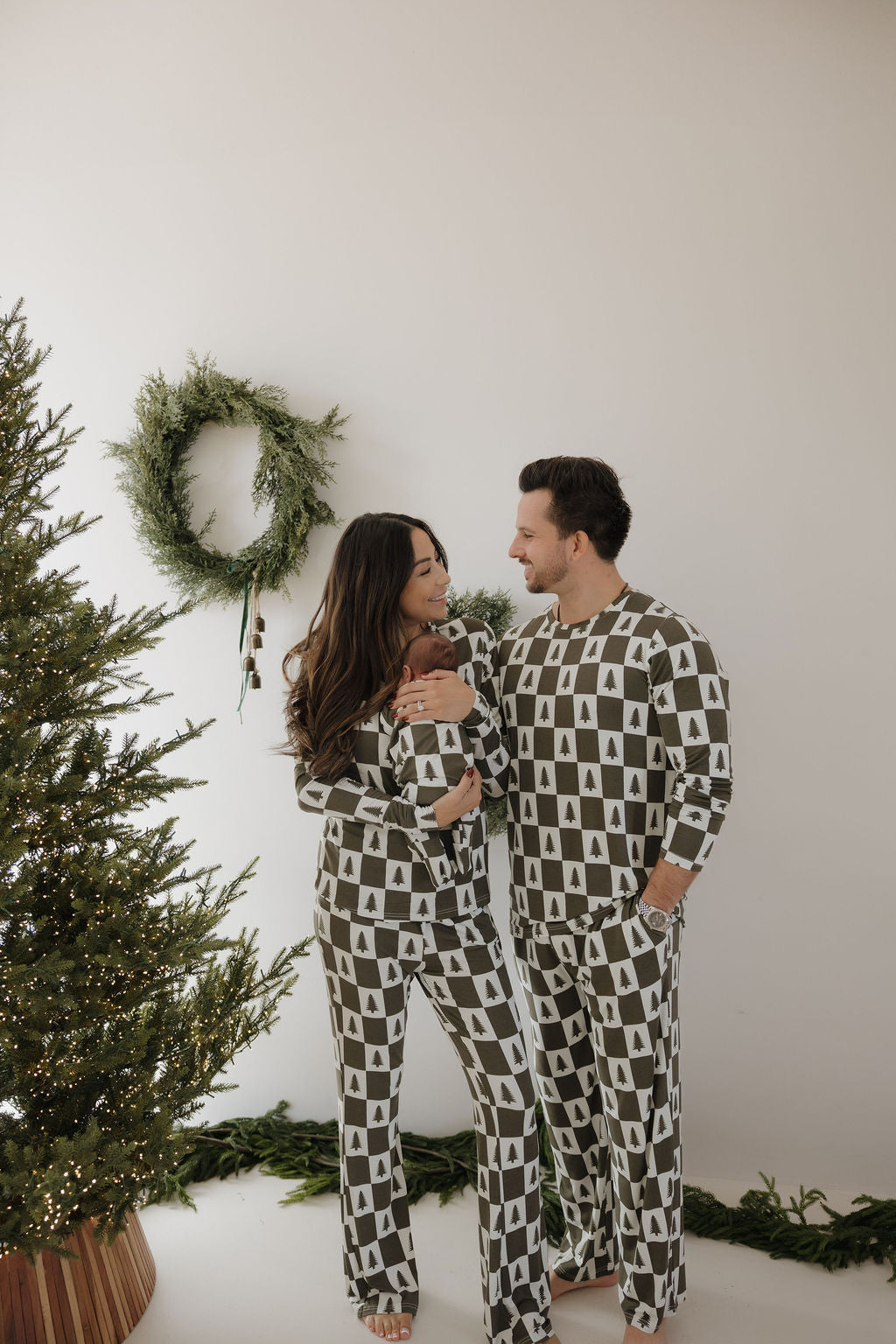Women's Bamboo Pajamas | Christmas Tree Checkerboard
