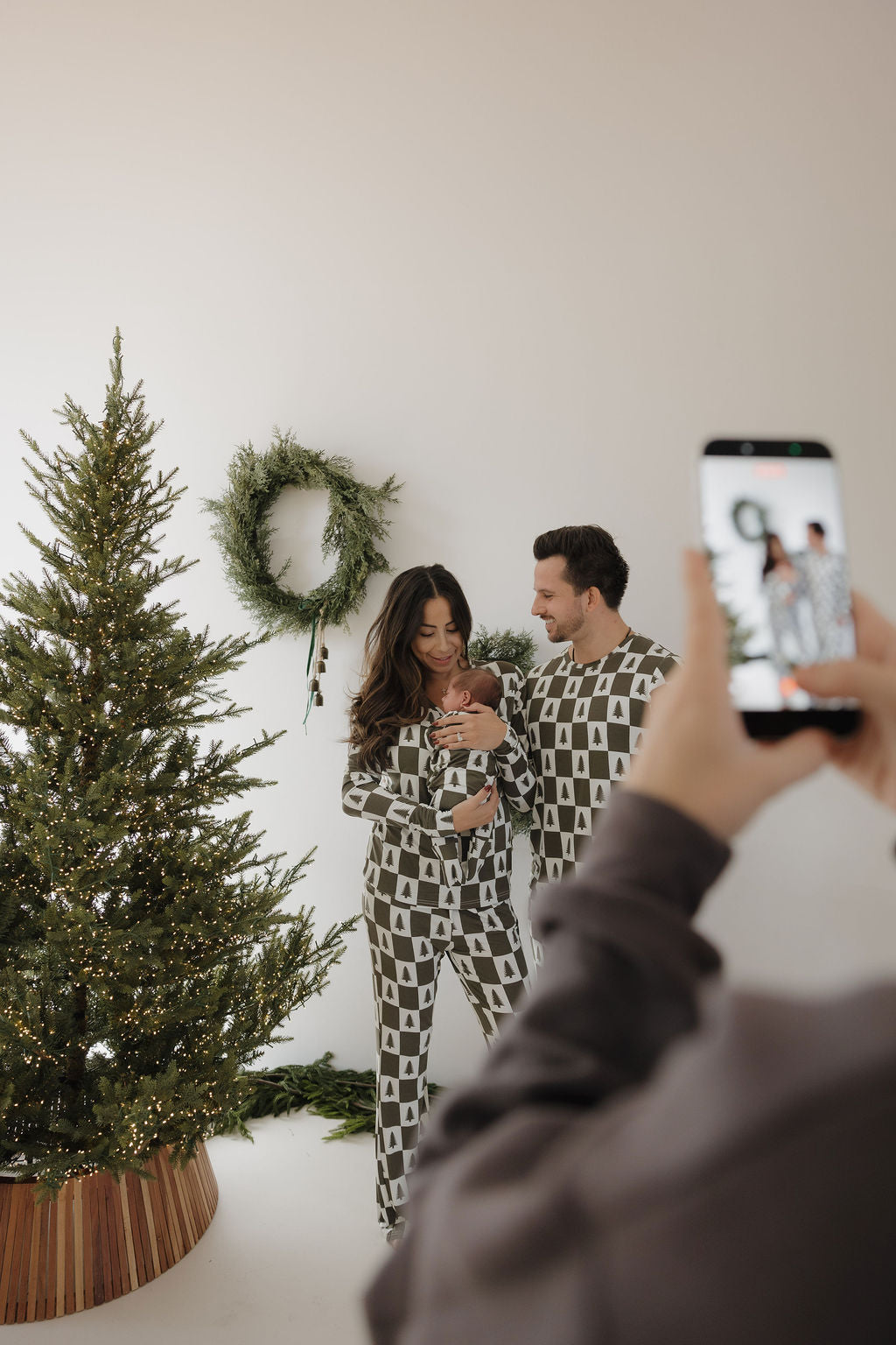 Women's Bamboo Pajamas | Christmas Tree Checkerboard