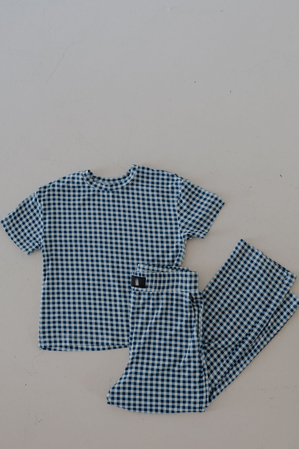 Child Boxy Tee Lounge Set | Blue Gingham