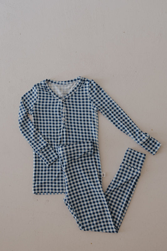 Bamboo Two Piece Pajamas | Blue Gingham