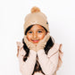 Tan Smiley Pom Pom Hat