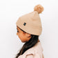 Tan Smiley Pom Pom Hat