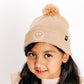 Tan Smiley Pom Pom Hat