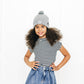 Heather Grey Smiley Pom Pom Hat