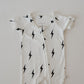 Shortie Bamboo Zip | White & Black Lightning Bolt