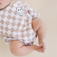 Bubble Romper | Checkered Smiley Latte