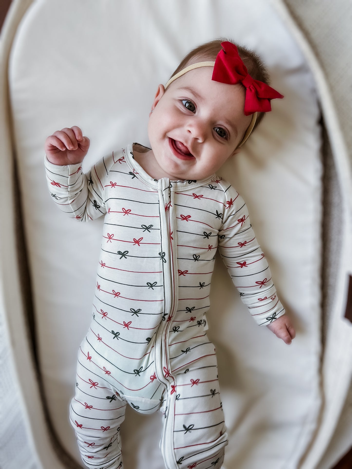 Tied with a Bow Christmas Zippy Romper