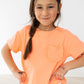 Neon Coral Ruffle Pocket Tee