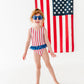 Spangled Stripes | SKIRTED ONE-PIECE