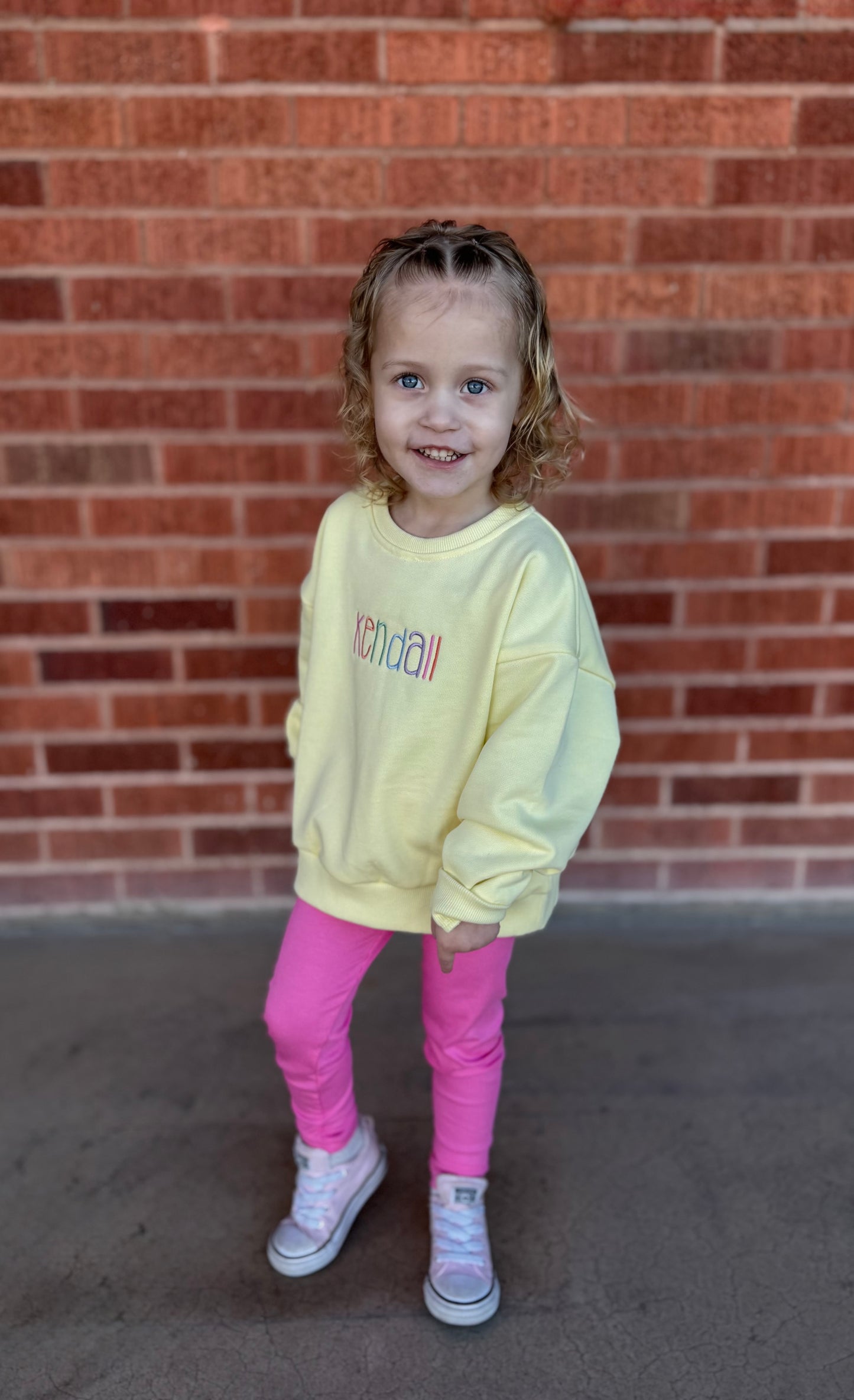 Custom Embroidered Crewneck Sweatshirt - Butter Yellow
