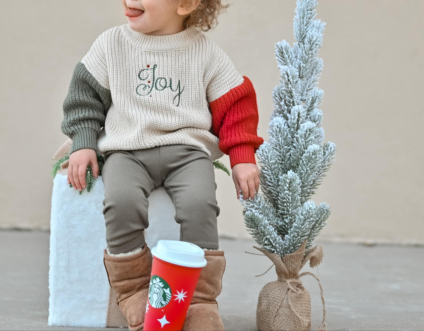 Custom Embroidered Christmas Colorblock Knit Sweater