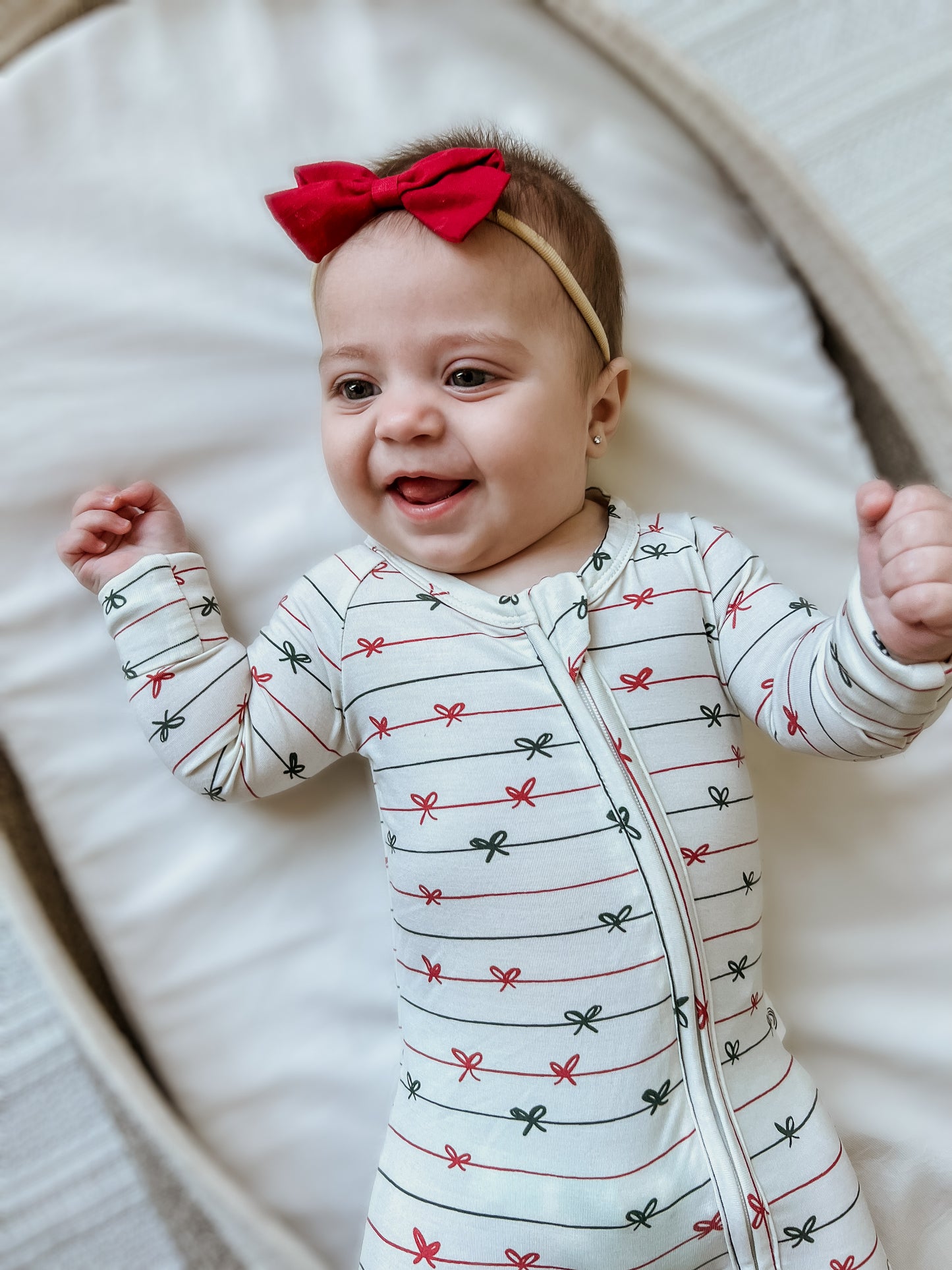 Tied with a Bow Christmas Zippy Romper