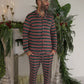 Men's Bamboo Button Up Lounge Set | Holiday Stripe