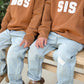 Sis Chenille Child Waffle Sleeve Crewneck - Faded Autumn