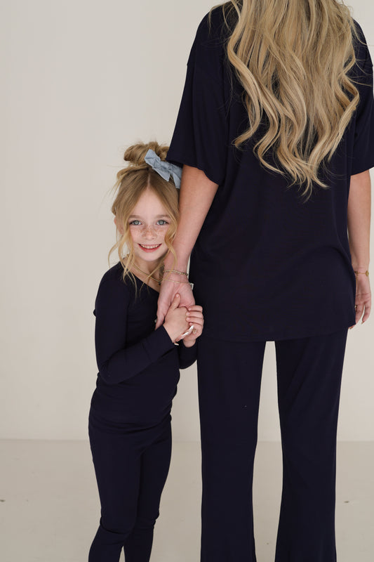 Bamboo Two Piece Pajamas | Blueberry Ribbed