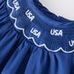 4th of july USA Embroidered Smocking Navy Blue Girls' Romper