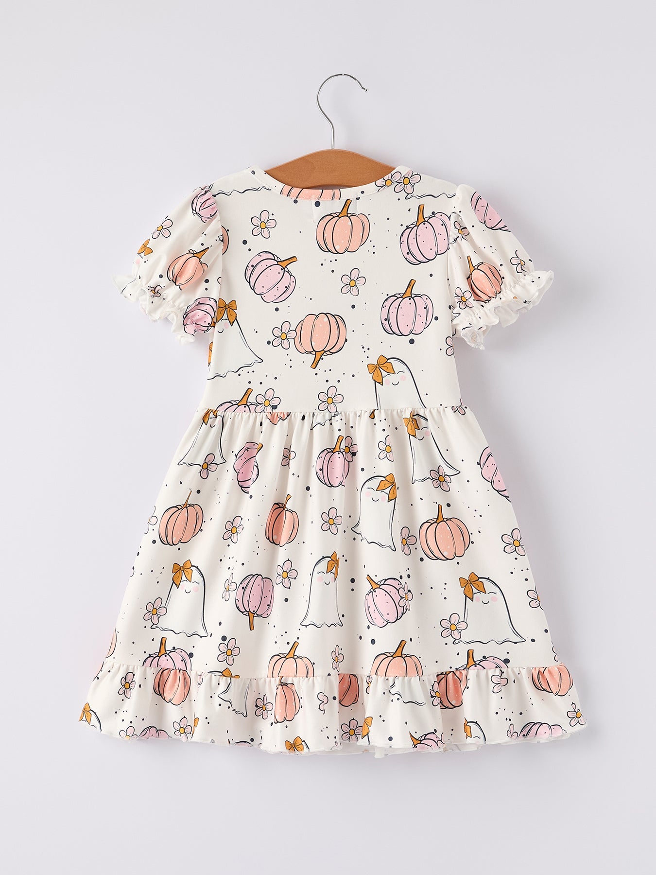 Halloween Pumpkin Ghost Print Cute Girls Dress
