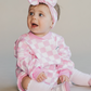 Bubble Romper | Checkered Smiley Pink