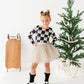 Checkered Bow | CROPPED Bow Back Long Sleeve Top