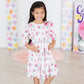 Gingham Bows 3/4 Sleeve Ruffle Twirl Dress