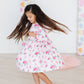 Gingham Bows 3/4 Sleeve Ruffle Twirl Dress