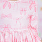 Blushing Bows 3/4 Sleeve Pocket Twirl Dress