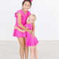 Hot Pink S/S Twirl Leotard