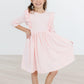 Petal Pink 3/4 Sleeve Ruffle Twirl Dress