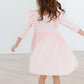 Petal Pink 3/4 Sleeve Ruffle Twirl Dress