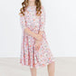 Springtime Bunnies 3/4 Sleeve Pocket Twirl Dress