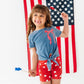 RED Stripe Bow (navy shirt) | Girls Tie-Front Shirt
