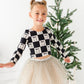 Checkered Bow | CROPPED Bow Back Long Sleeve Top