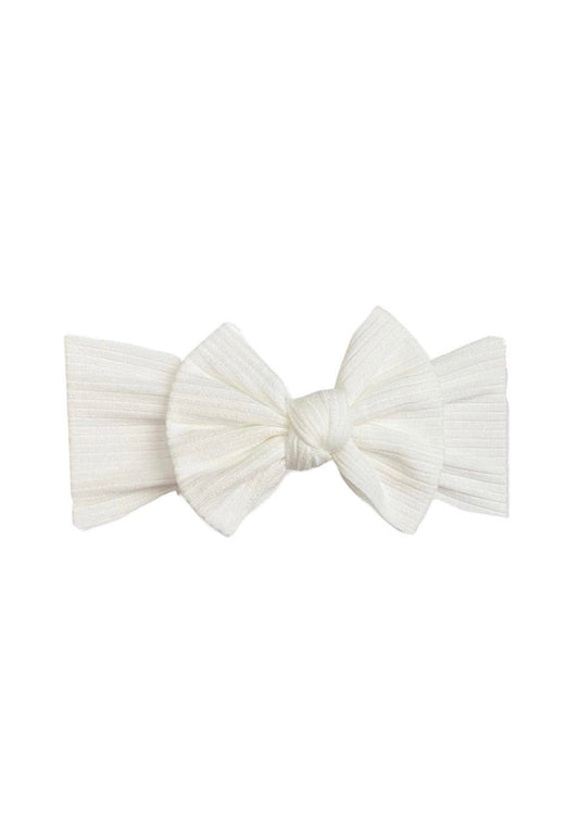 White Ribbed Bow Headband