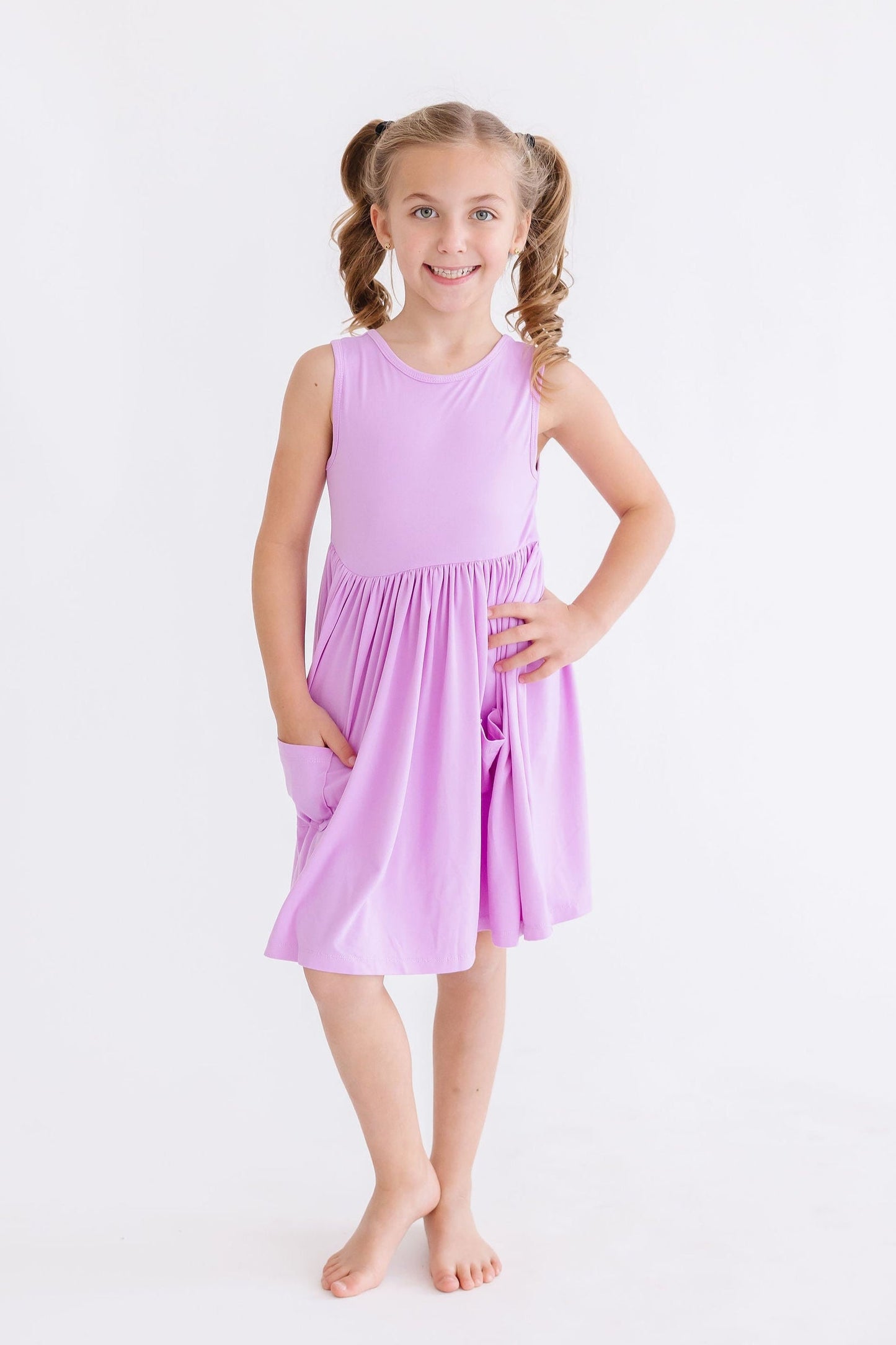 Bright Lilac Tank Pocket Twirl Dress