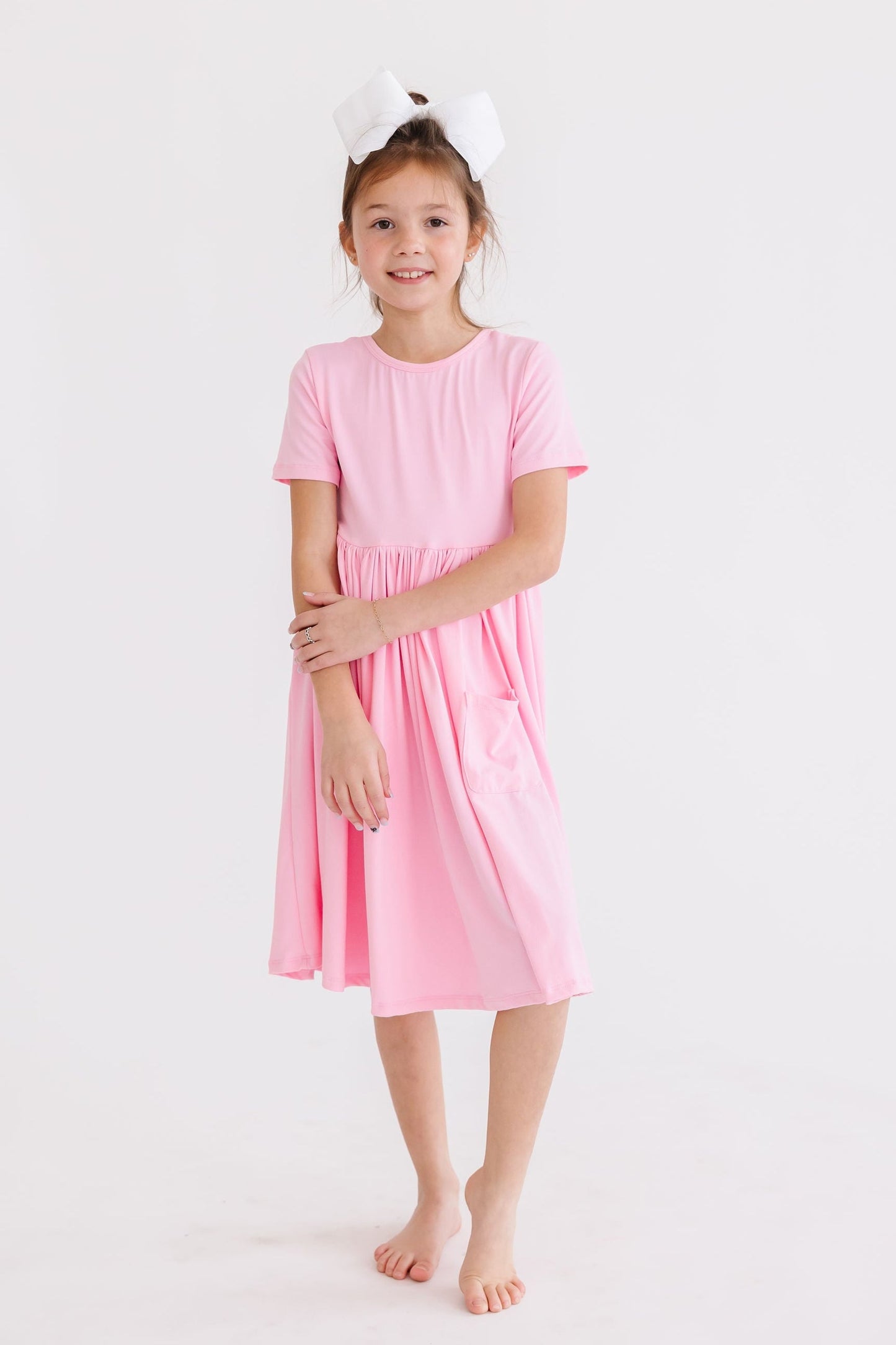 Bubblegum Pink S/S Pocket Twirl Dress