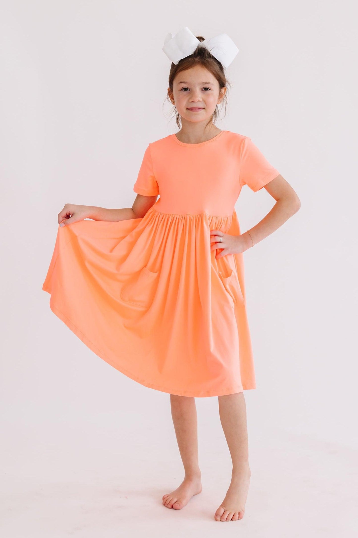 Neon Coral S/S Pocket Twirl Dress