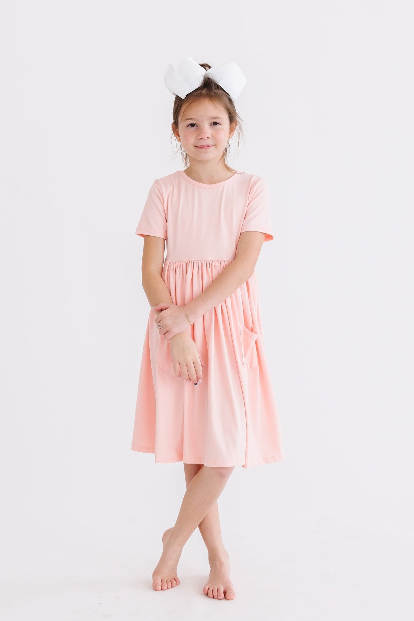 Peach S/S Pocket Twirl Dress