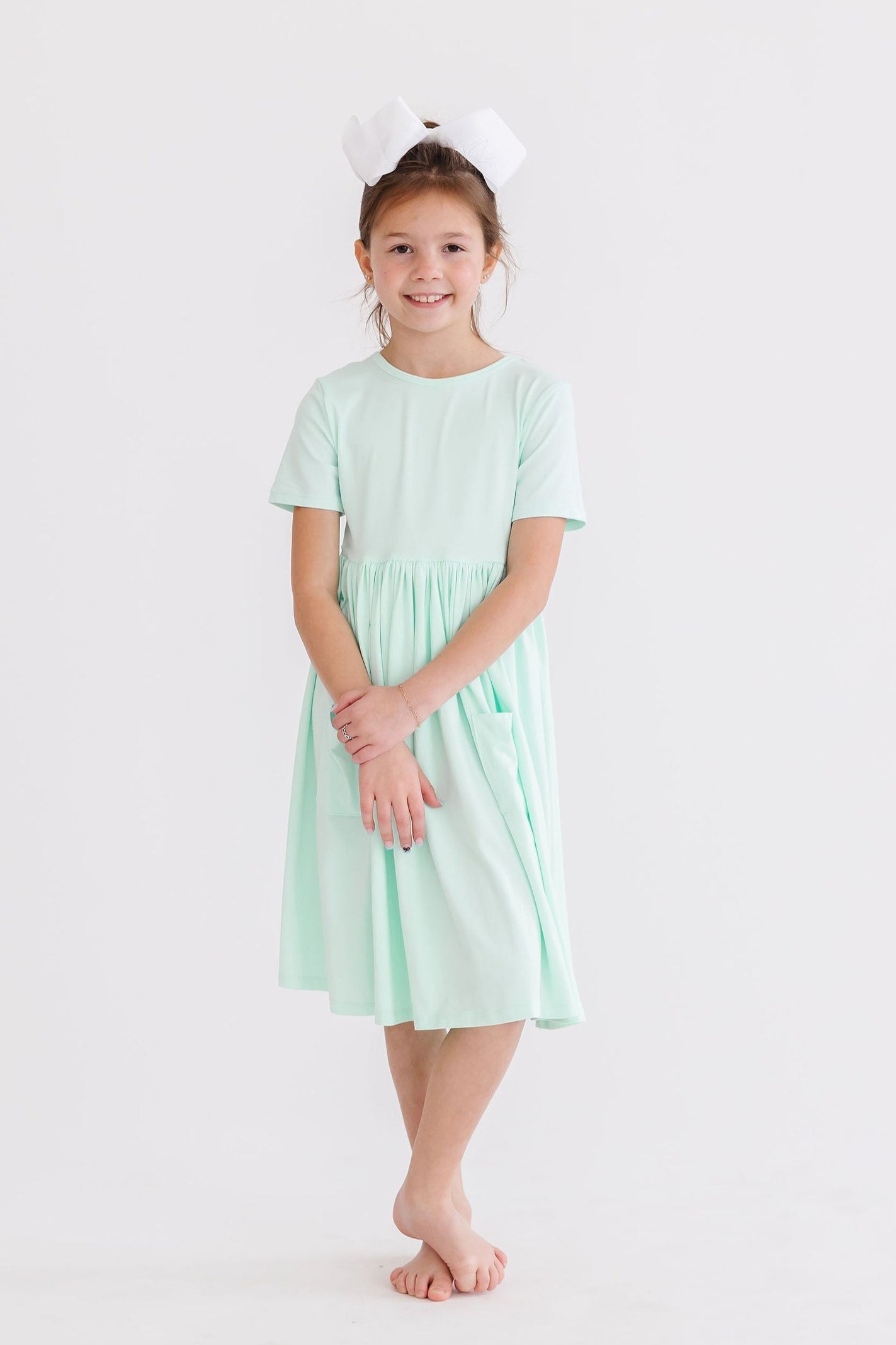 Pastel Green S/S Pocket Twirl Dress