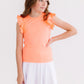 Neon Coral S/S Ruffle Tee