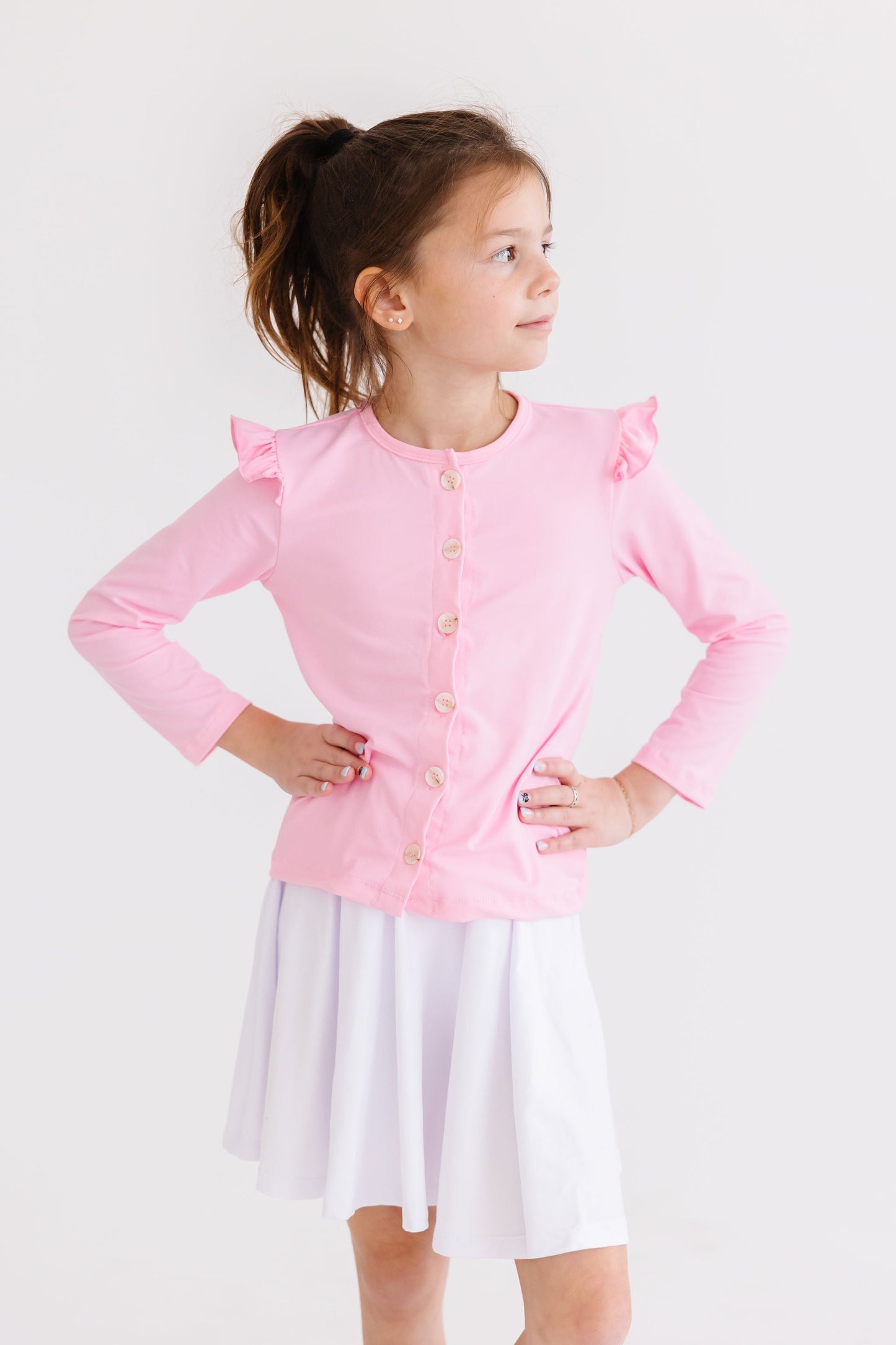 Bubblegum Pink Ruffle Cardigan