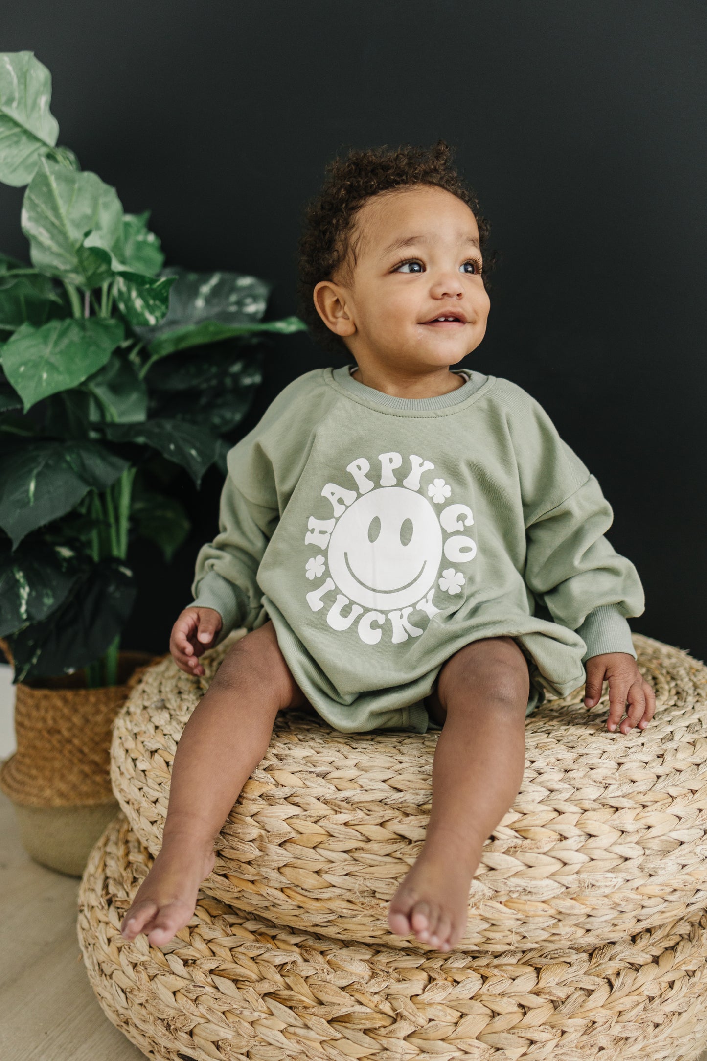 Happy Go Lucky Sweatshirt Romper - more colors